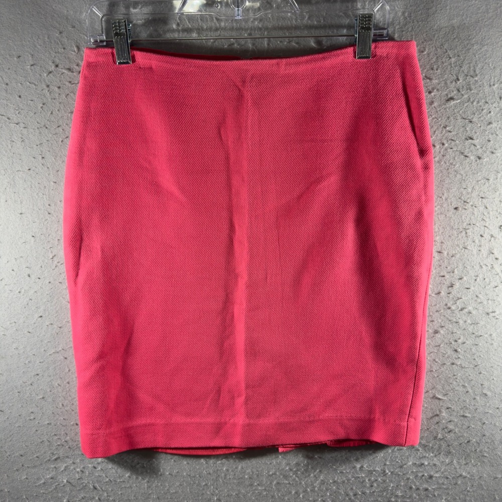 3304 | Talbots Petites Cotton Twill Pencil Skirt Bright Pink Women 8P